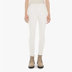 mother high waisted looker ankle fray cream wash